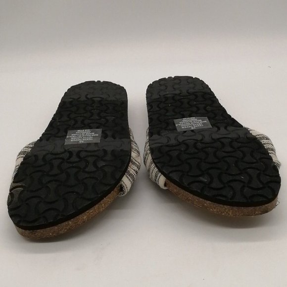 Express Womens Slide Sandal Black Cream Stripe Knot Molded Footbed‎ Flat 10 - Picture 4 of 9